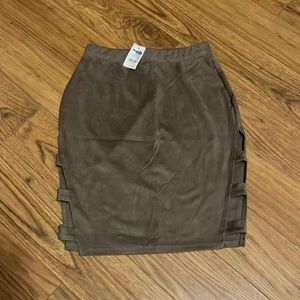 Charlotte Russe Women’s Misses Girls Tan Suede Side Cut out Design Skirt-New!